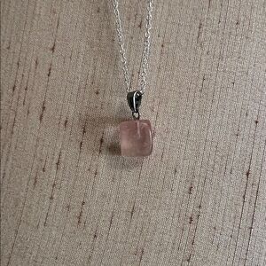 Cherry Quartz Pendant Necklace with Silver Chain